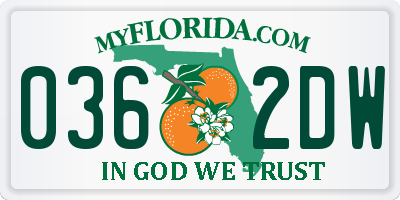 FL license plate 0362DW