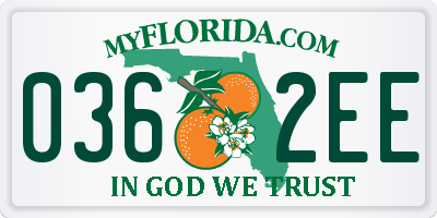 FL license plate 0362EE