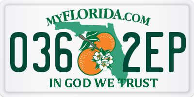 FL license plate 0362EP