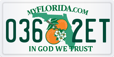 FL license plate 0362ET