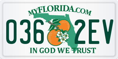 FL license plate 0362EV