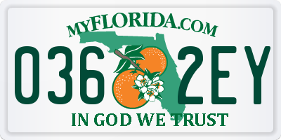 FL license plate 0362EY