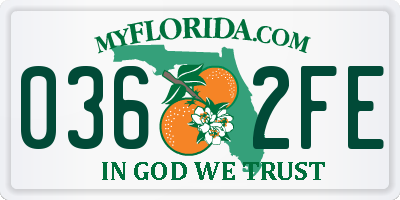 FL license plate 0362FE