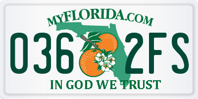 FL license plate 0362FS