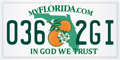 FL license plate 0362GI