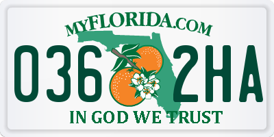 FL license plate 0362HA
