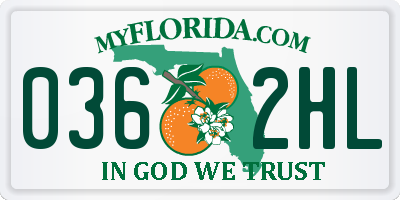 FL license plate 0362HL