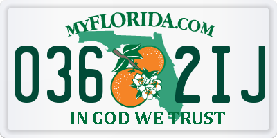 FL license plate 0362IJ