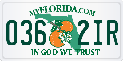FL license plate 0362IR