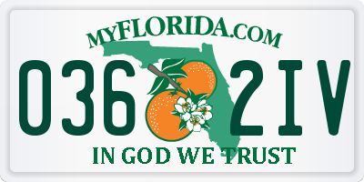 FL license plate 0362IV
