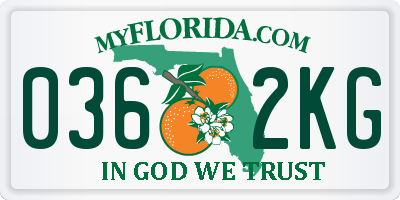 FL license plate 0362KG