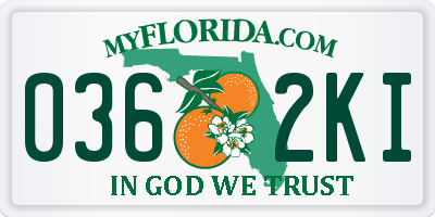 FL license plate 0362KI