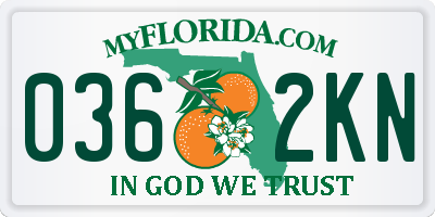 FL license plate 0362KN