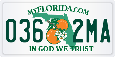 FL license plate 0362MA