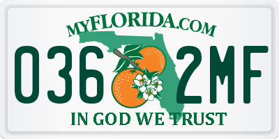 FL license plate 0362MF