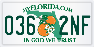 FL license plate 0362NF