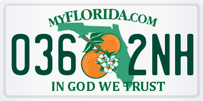 FL license plate 0362NH