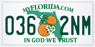 FL license plate 0362NM