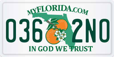 FL license plate 0362NO