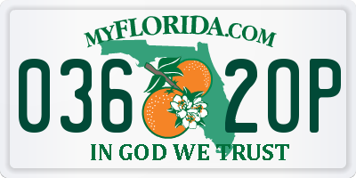 FL license plate 0362OP