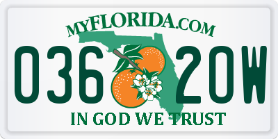 FL license plate 0362OW