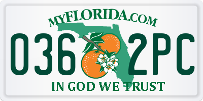 FL license plate 0362PC