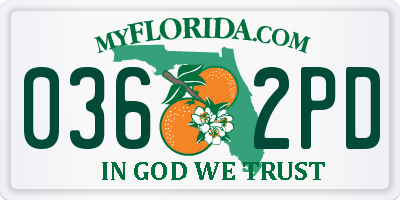 FL license plate 0362PD
