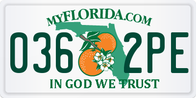 FL license plate 0362PE
