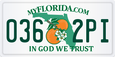 FL license plate 0362PI