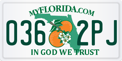 FL license plate 0362PJ