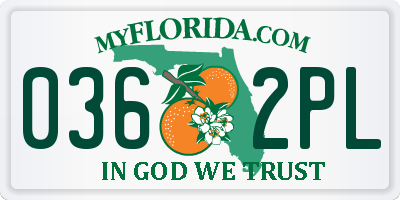 FL license plate 0362PL