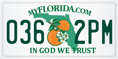 FL license plate 0362PM