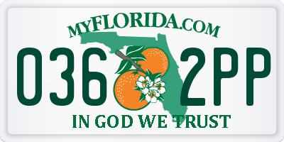 FL license plate 0362PP