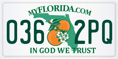 FL license plate 0362PQ