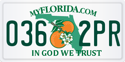 FL license plate 0362PR