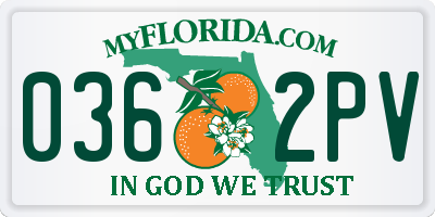 FL license plate 0362PV
