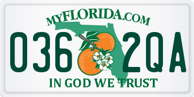 FL license plate 0362QA