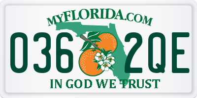 FL license plate 0362QE