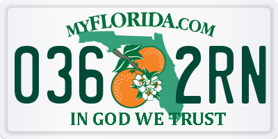FL license plate 0362RN