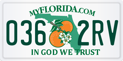 FL license plate 0362RV