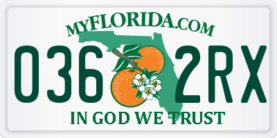 FL license plate 0362RX