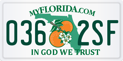 FL license plate 0362SF