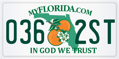 FL license plate 0362ST