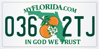 FL license plate 0362TJ