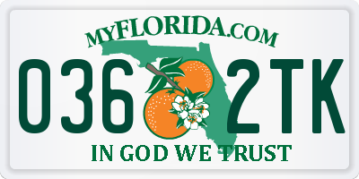 FL license plate 0362TK