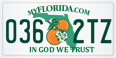 FL license plate 0362TZ
