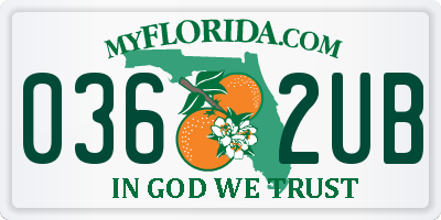 FL license plate 0362UB