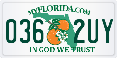 FL license plate 0362UY