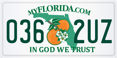 FL license plate 0362UZ