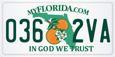 FL license plate 0362VA